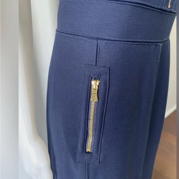 Tory Burch Blue with Gold Hardware with Embossment Dress EUC Size 4 - Picture 6 of 11